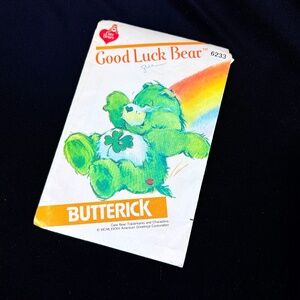 1983 Care Bear Good Luck Bear Butterick Pattern 6233 Cut Complete Irish Shamrock